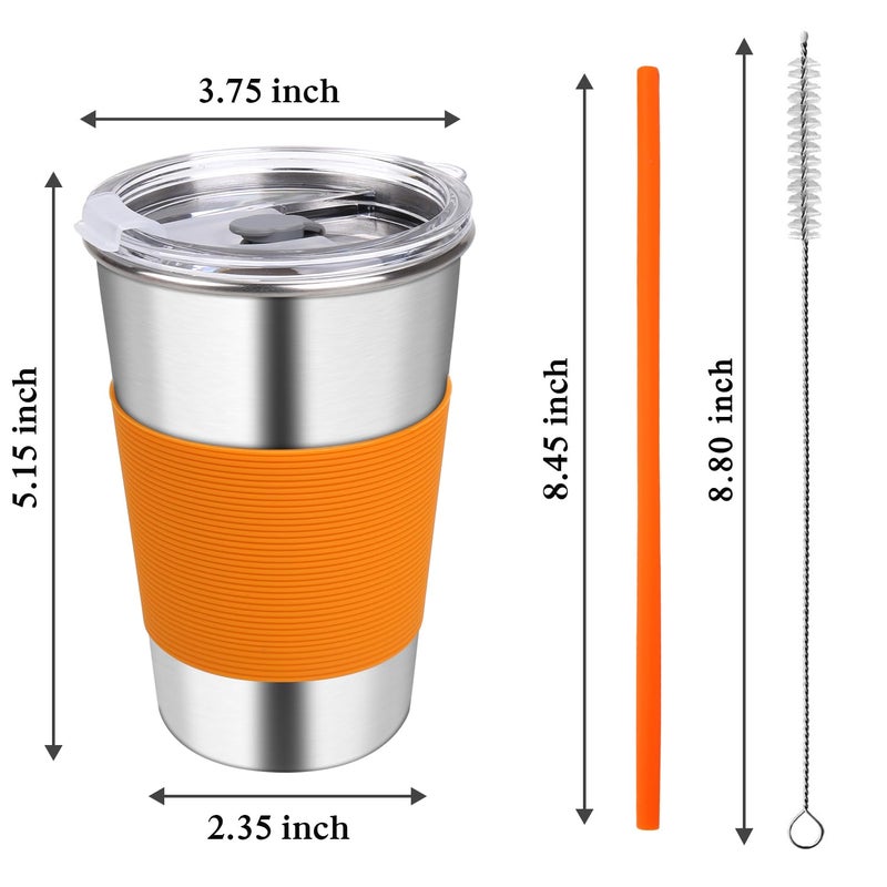 Rommeka Stainless Steel Cups, 5 Pack 16oz Kids Drinking Glasses Spill Proof Metal Tumblers Cups with Lids and Straws for Toddlers and Adults - Image 2